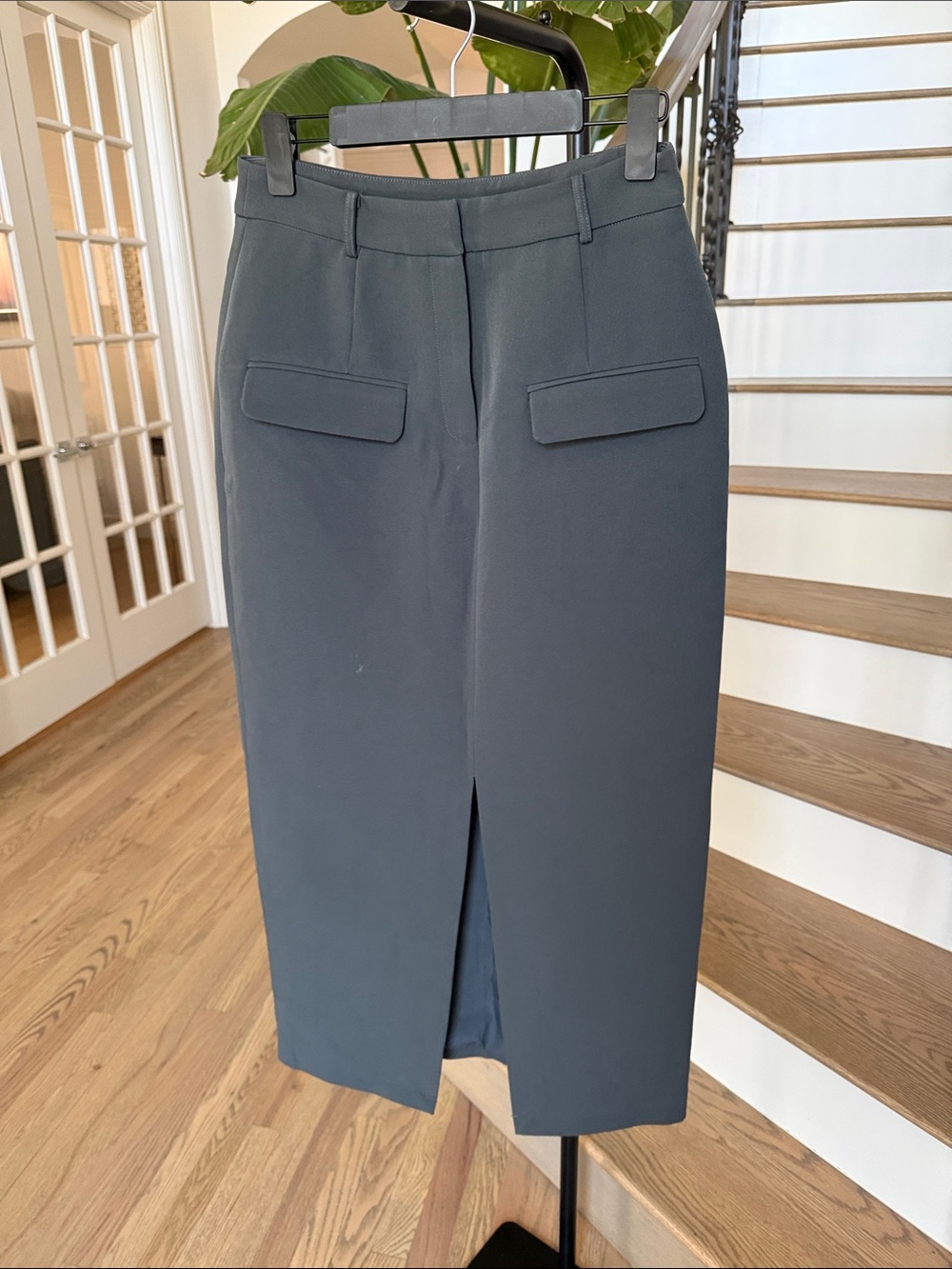 Commense Women's Tailored Midi Pencil Skirt in Grey (Medium)